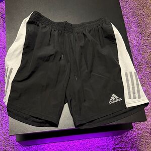 Adidas Men's Black Shorts with White Panels